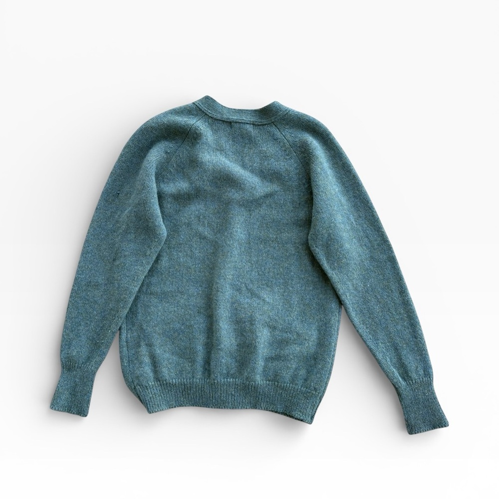 Vintage 80s Allen Solly 100% Lambswool Moss Green Cardigan Medium - Picture 2 of 9